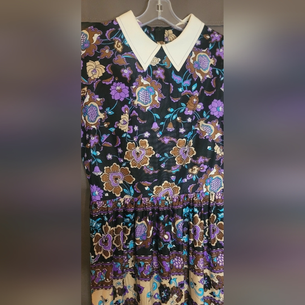 Joan Curtis Vintage Maxi Dress Bright Floral Print Garden Party 70s - Picture 8 of 16